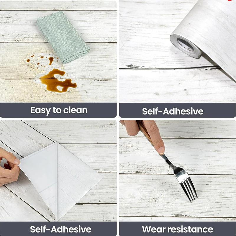 Ivory White Retro Imitation Wood Vertical Pattern Self-adhesive Wood Wallpaper Detachable Vinyl Suitable for Home Decoration