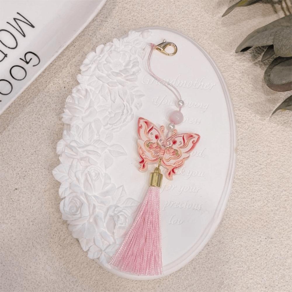 Lightweight Butterfly Car Pendant Polyester Tassel Rearview Mirror Pendant Car Interior