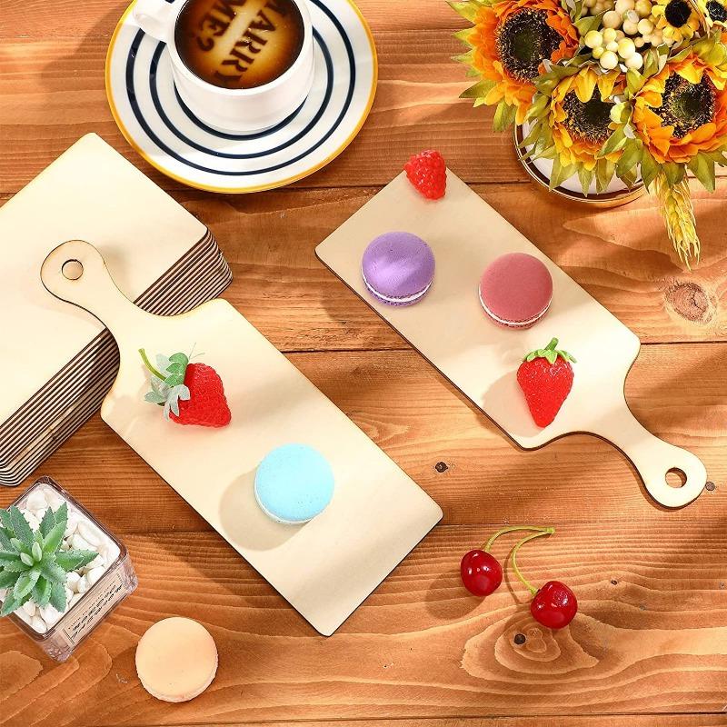 12PCS DIY Mini Wooden Cutting Board Graffiti Handmade Wooden Crafts Christmas Family Party Decoration