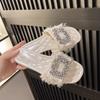 Women's Flat Slingback Sandals - Crystal Embellished Outdoor Slides, Viral Instagram Fashion Must-Have Beach To Street Shoes