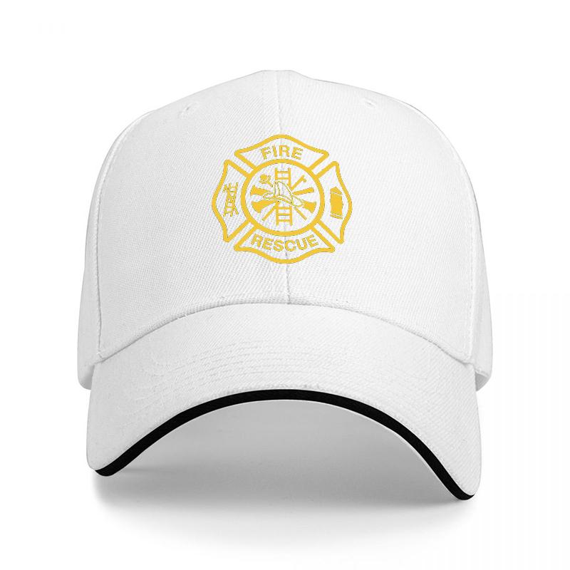 FIRE RESCUE EMERGENCY SERVICES BASEBALL CAP BLACK WITH GOLD EMBROIDERED MALtese CROSS DESIGN FOR FIRST RESPONDERS AND HEROES