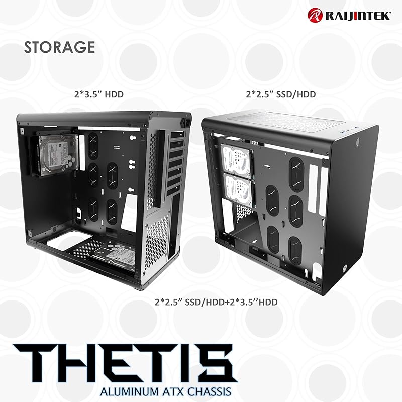 RAIJINTEK Aluminum ATX mother compatible middle tower case equipped with 3mm thick tempered glass on both sides 0R200054 (THETIS SILVER WINDOW)