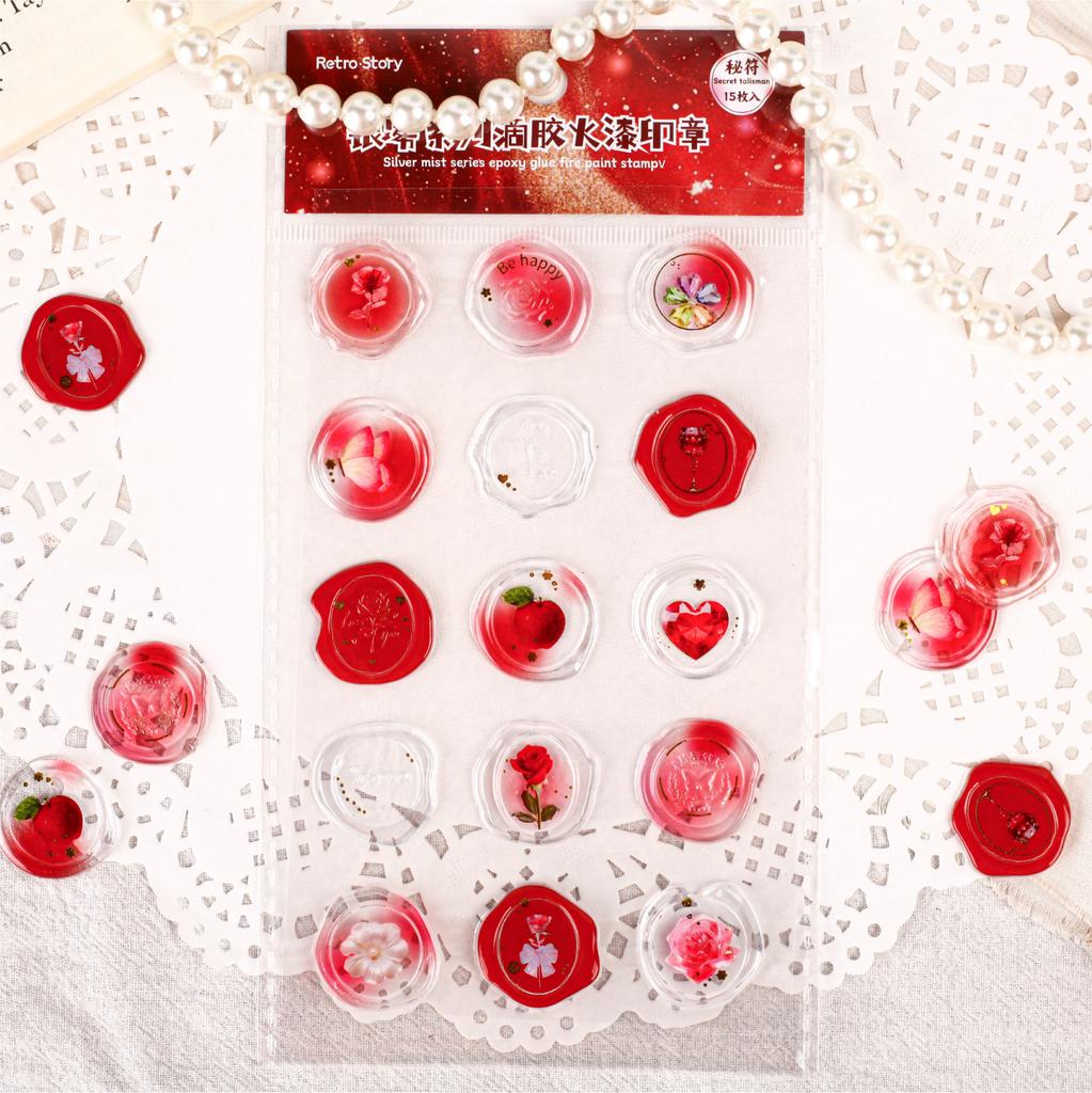 18pcs/20pcs Bag Wax Seals Stamp Sticker for Kid Vintage European Style Candy Color Sticker for Children DIY Decroative Scrapbook