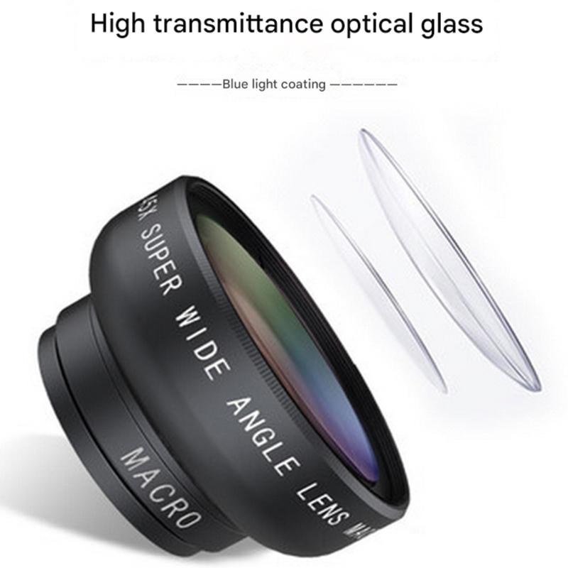 0.45X Wide Angle Macro Lens Two Function Opticals Glass For Smartphones DSLR Cameras With Edges Distortions Correction