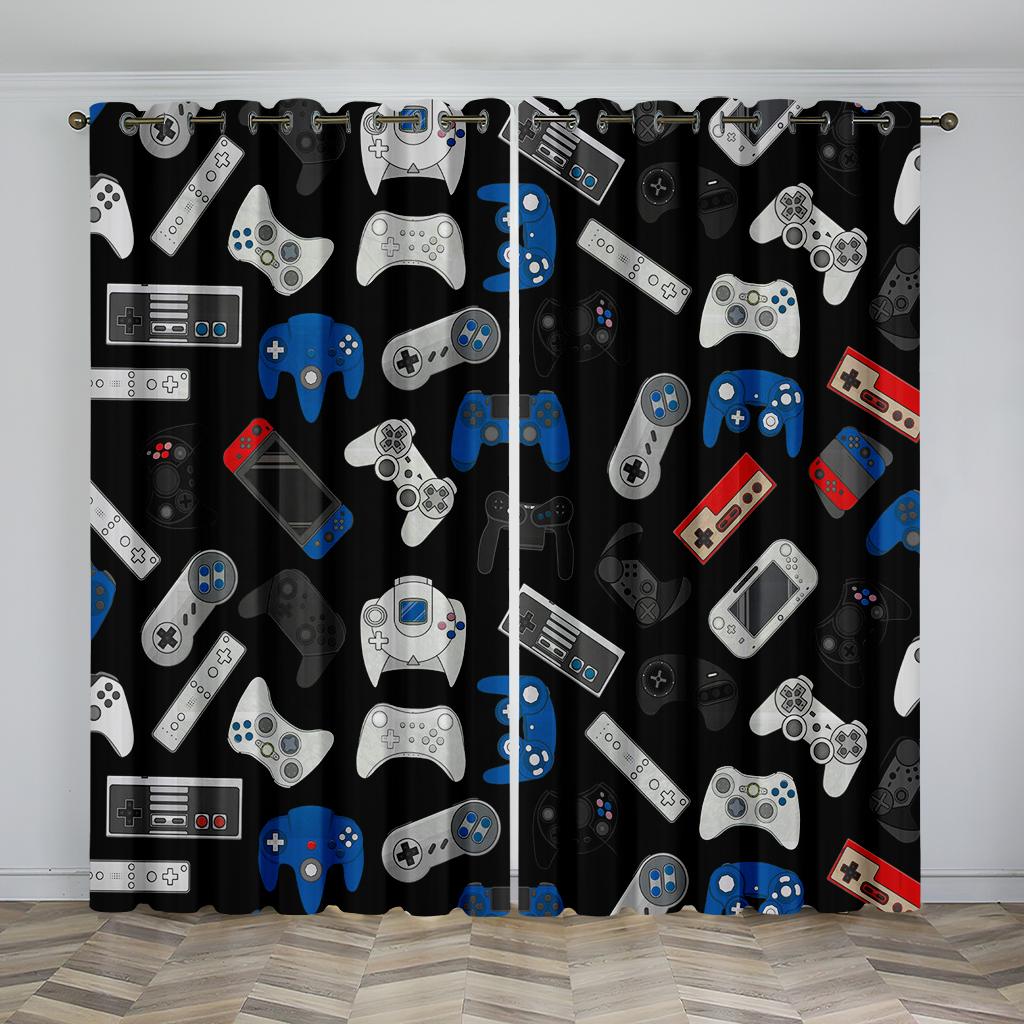 3D Technology Digital Print Shading Curtains Cool Gamepad Bedroom Living Room Decorative Curtains To Draw Production 2pcs