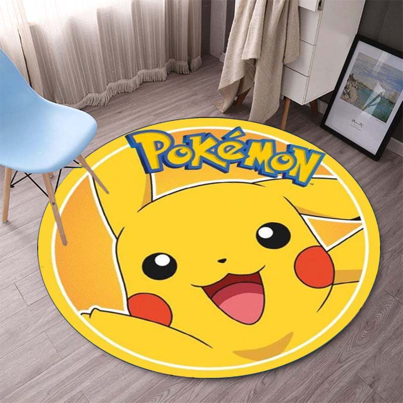 Non-Slip Round Carpet Pokemon Cartoon Gaming Mat Pokemon Carpets Floor Mat Carpet Cute Floor Rug Bedroom Rug