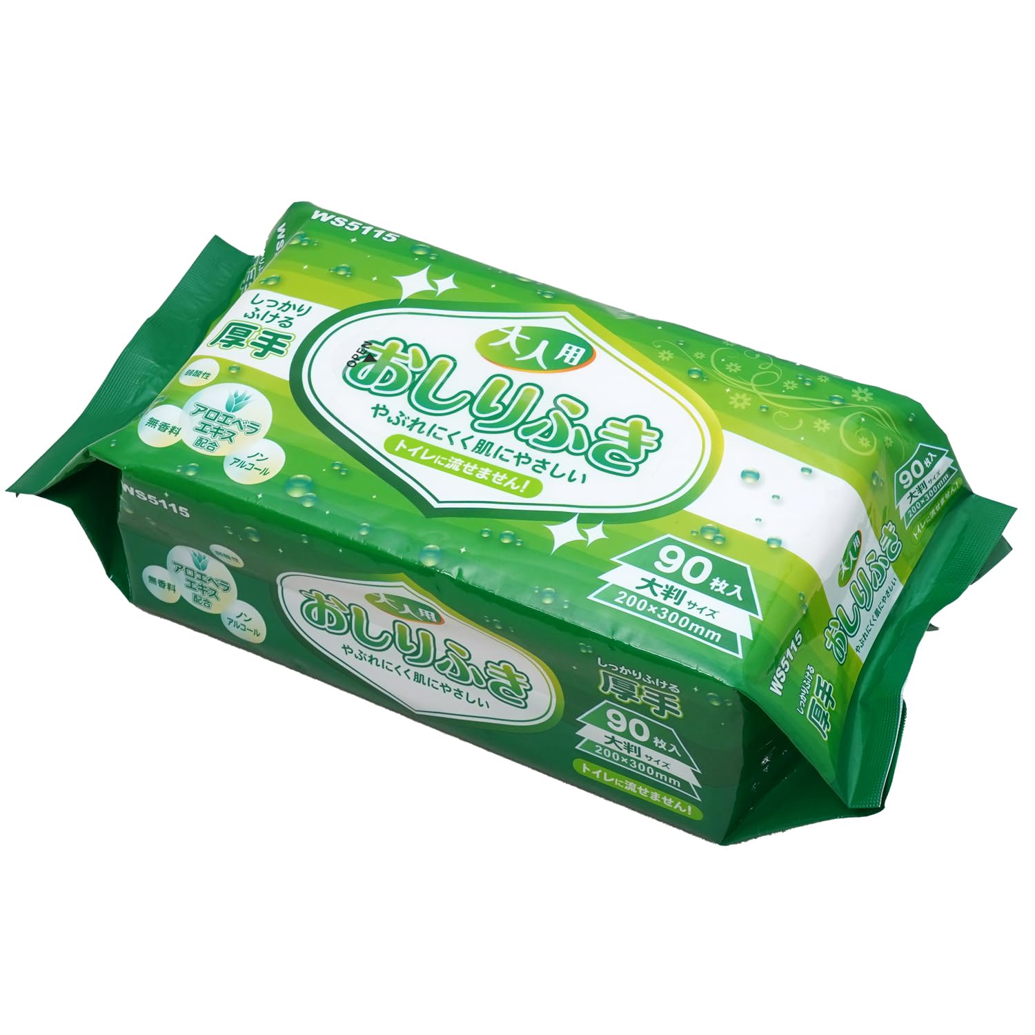

Wet Wipes for 90 Large WS5115 Adults, Sheets, Thick, Size, Non-Flushable, білий