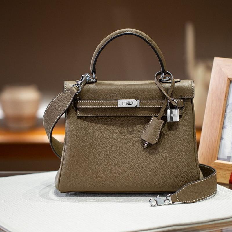 Inner Seam Top Layer Cowhide Togo Leather Bag With Double Shoulder Straps (H09-2528KL)