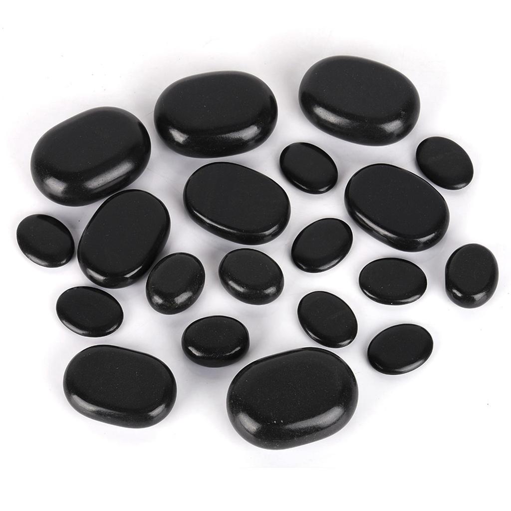 20Pcs/Set Hot Spa Black Basalt Oval Shape Stone Essential Oil Pedicure Massage