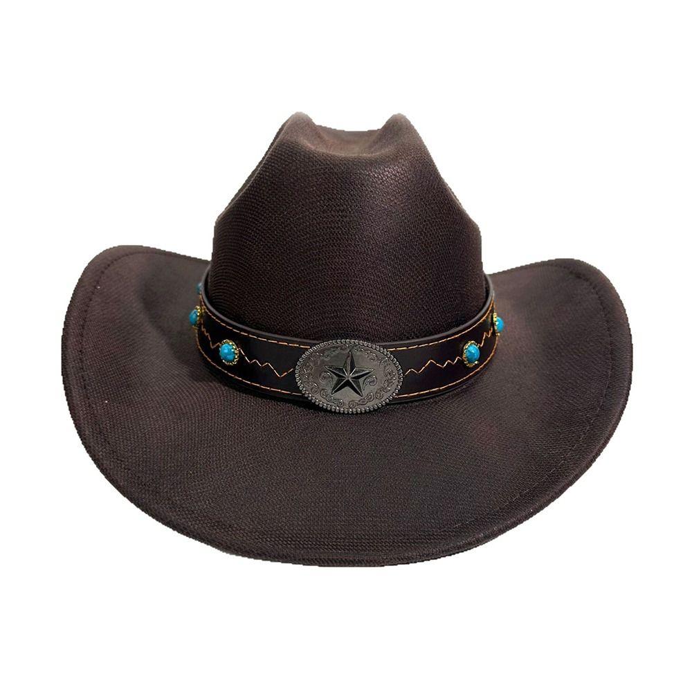 Ethnic Western Cowboy Hat Curved Brim Jazz Fedora Hats New Top Hat Women Men