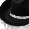 Rhinestes Tassels Cowboy Hat Jazz Cap Wide Cowgirl for Masquerade Fancy Dress Carnivals