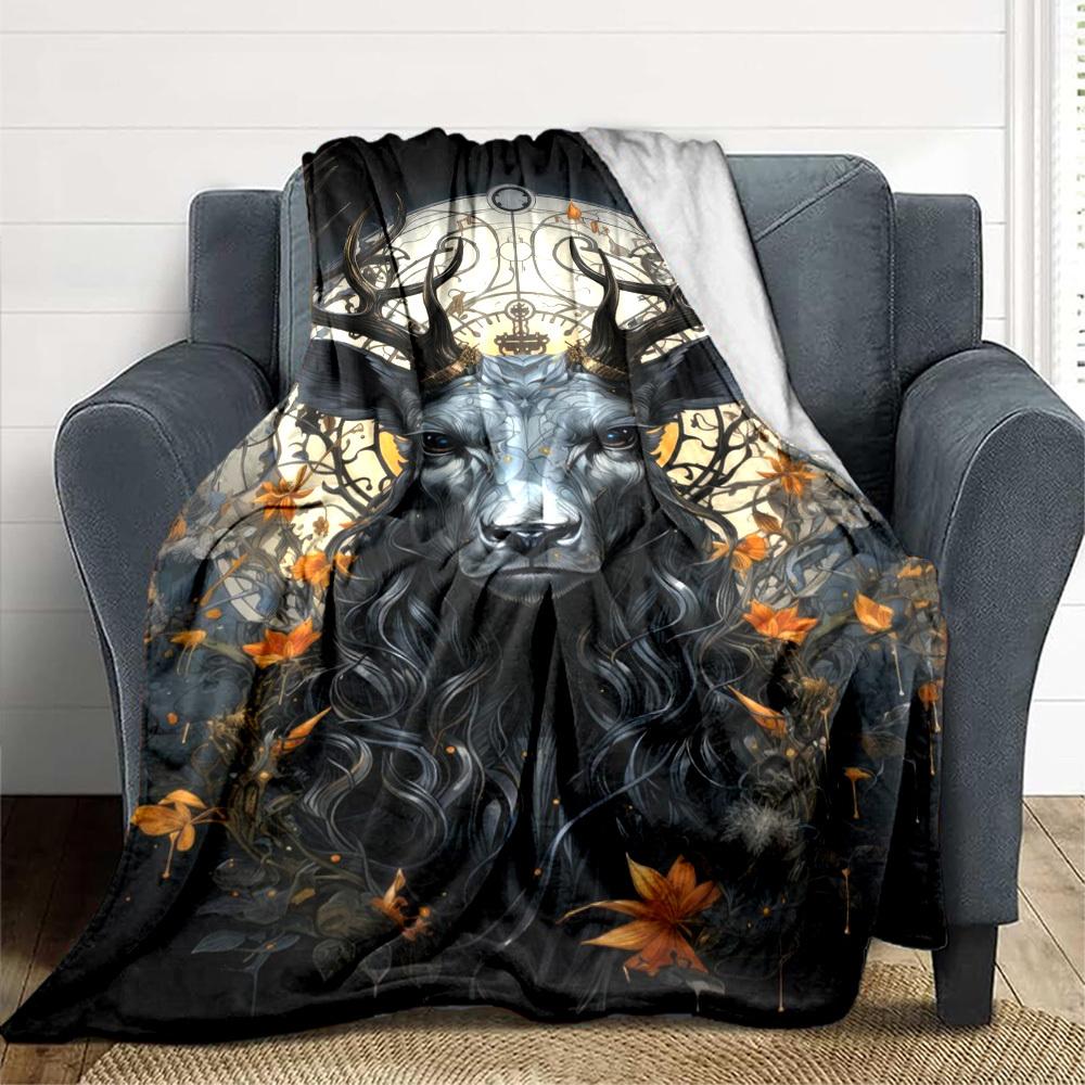 1pc Mythical Deer Art Blanket Lightweight Blanket Throw Blanket For Sofa, Bed, Travel, Camping, Livingroom, Office, Couch, Chair Yy251010087