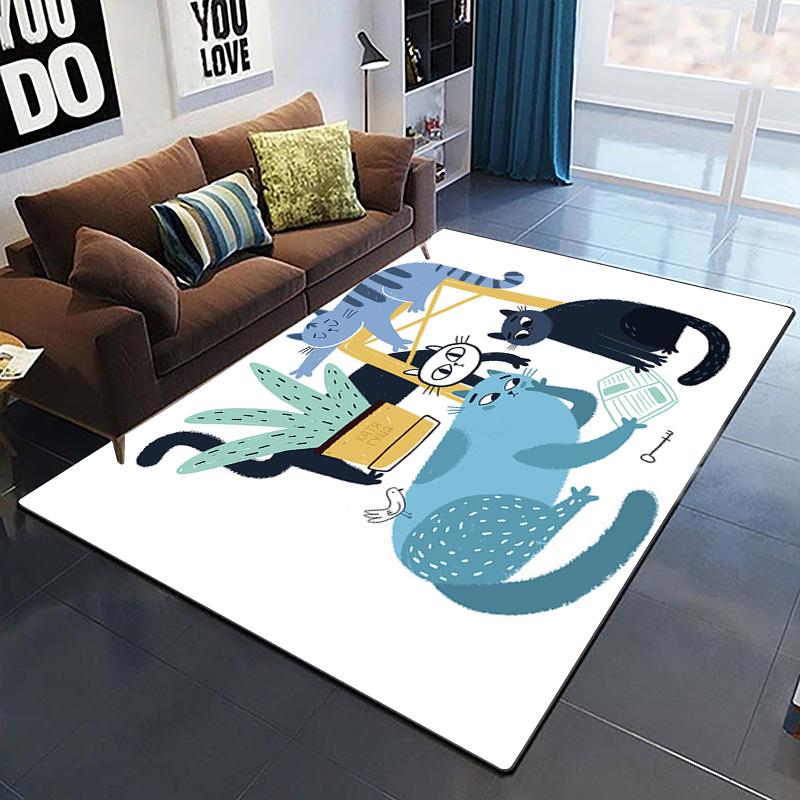 Cute Cat Carpet Yoga Living Room Children's Crawling Mat Picnic Mat Kawaii Rug Doormat Area Rug Games Area Washroom Floor Mat