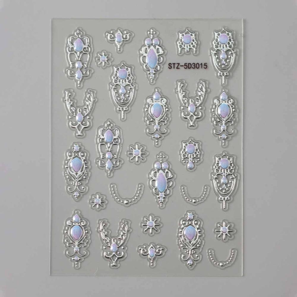 Luxurious 5D Nail Art Stickers Retro Shiny Finish Baroque Scepter Nail Art Decals Palace Style Crown