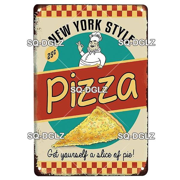 Vintage Metal Tin Sign Pizza Party Wall Decor Retro Kitchen Cafe Bar Home Plaque