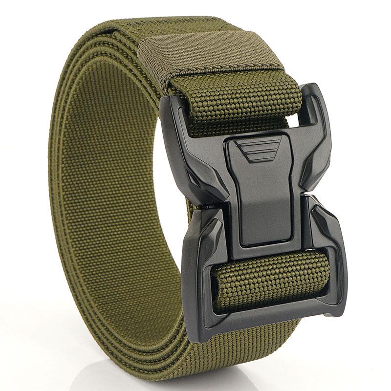 New Men'S Commuting Belt With Automatic Buckle Nylon Waistband, Outdoor Leisure Versatile Double-Layer Thick Belt