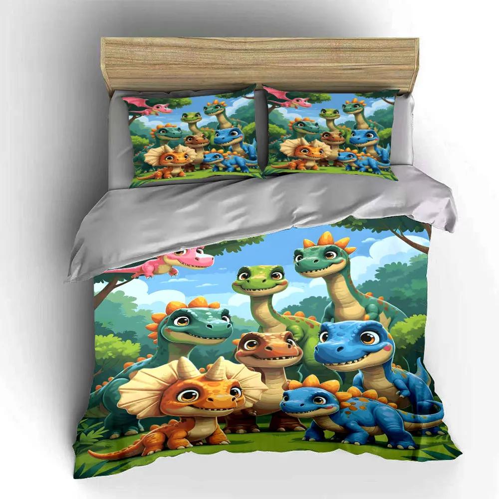 "Cartoon Dinosaur Kids Room Decor" Soft Comfortable Duvet Cover Bedding Set Included 1*Duvet Cover & 2*Pillowcases gift
