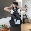 Schoolbag for middle school students, large capacity, stylish and stylish backpack, 1011 new casual travel star denim backpack
