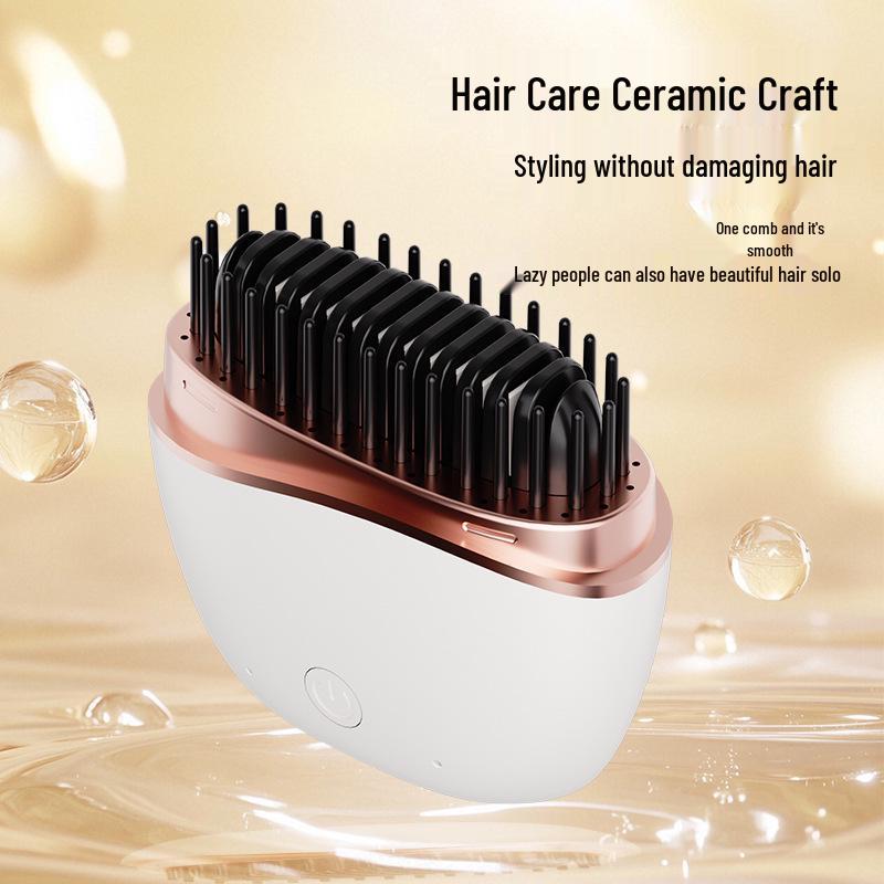 Compact Wireless Straightening & Curling Comb: Stylish, High-Quality Hair Care Tool
