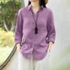Womens Casual Turn Down Collar Long Sleeve Cotton Blouse