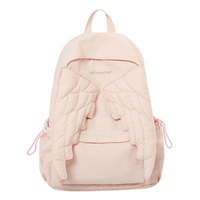 Zaino con Ali d'Angelo Carino Moda Donna Borsa Scuola con Design Trapuntato Morbido Colore Pastello Uso Quotidiano