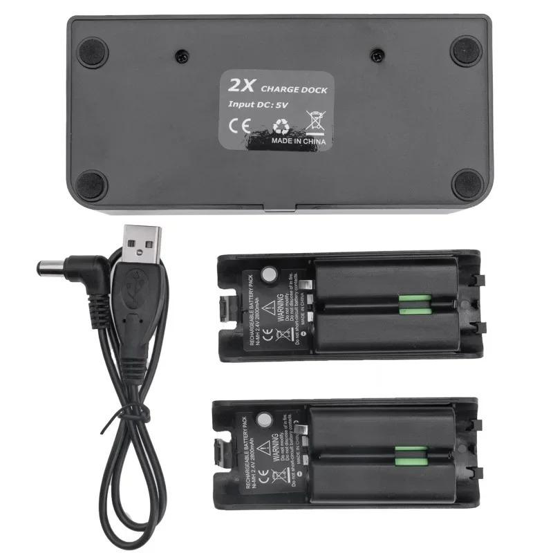 2-in-1 Charging Station Dock Stand +2800mAh Rechargeable Battery for Wii Gamepad Remote Controller Charger Dock Station