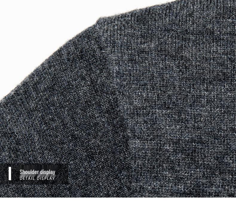 Men's Pure Wool Short-Sleeve Sweater - Lightweight, Half-High Neck Knitwear for Spring/Summer