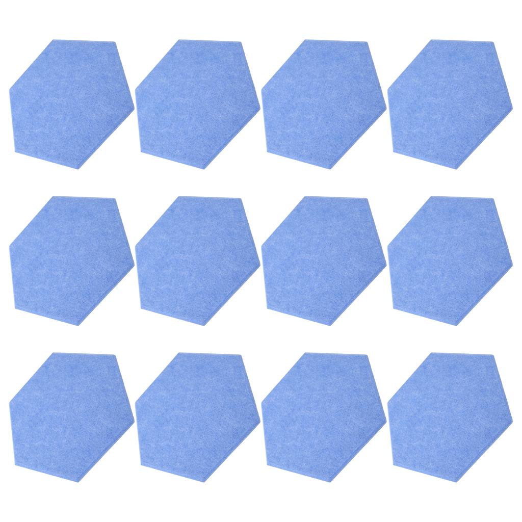 12 Stück Schallabsorptionsplatte Hexagonal Kleber Akustikpaneele Keile Wand Schallschutzkabine Blau