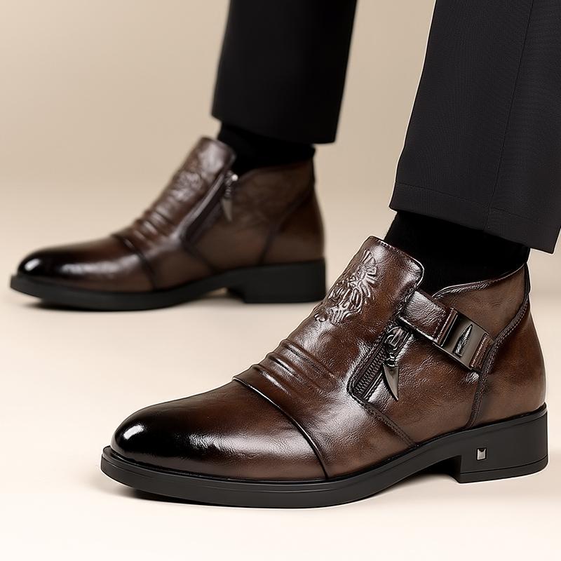 Men'S Fashion All Match Outdoor Leather Shoes Soft Breathable Business Casual Loafers Shoes Comfort British Style Leather Shoes