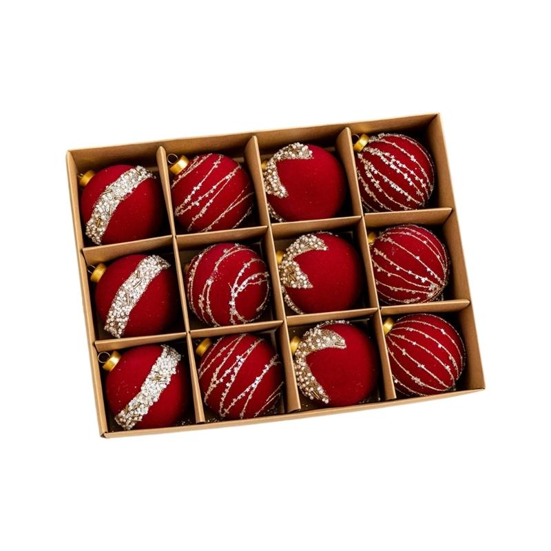 Pack Of 12 Christmas Ball Ornament Plastic Hanging Decorations For Tree Tabletop Holiday Party Decoration