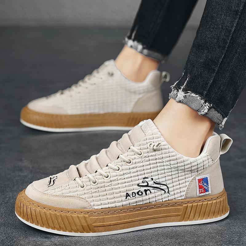 

Мужская обувь 2024 года, новые туфли на толстой подошве средней высоты из ткани, модная корейская версия спортивной обуви для сноуборда, повседневные белые туфли от знаменитостей из Интернета 39 белый