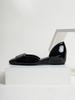 Sheepskin version~ dried rose French hollow single shoes women's small square buckle patent leather plate VR5 cm within the height increase.