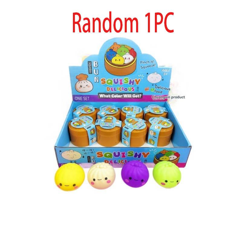 

selling multi-color smiling face buns with kneading music and steaming basket, stress relieving food toys, venting toys, str
