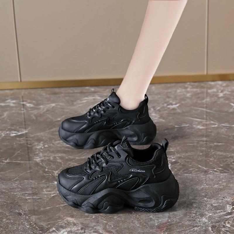 Spring women's shoes new small inner height increase casual dad shoes little white shoes wedge heel muffin platform mesh shoes