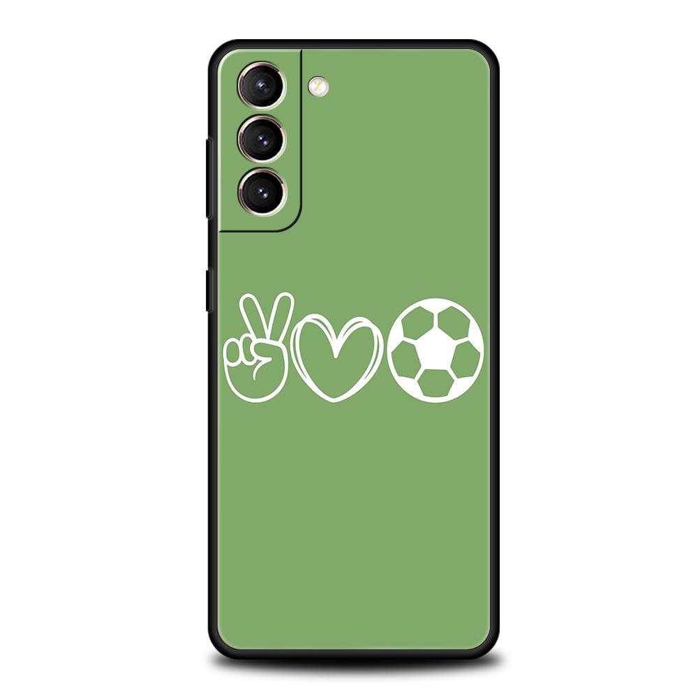 Phone Case For Samsung Galaxy S25 Edge S24 S23 S22 S21 Ultra S20 FE 5G S10 S10E S9 Plus Soft TPU Cover Soccer Heartbeat