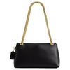 Coach Black Smooth Leather Flap Shoulder Bag with Gold Chain & Hardware for Daily Use