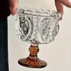 Nordic Embossed High Foot Glass Cup Elegant European Style Dessert Ice Cream Yogurt Bowl