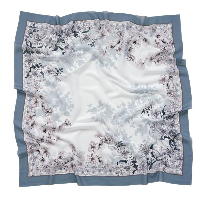48Colors Malaysia Tudung Bawal Flower Print Hijab Laser Cut Edge Headscarf Premium Cotton Voile Soft Fashion Muslim Square Scarf
