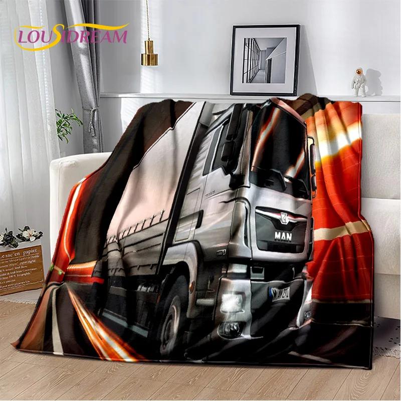 HD Man Truck Lorry 3D Printing Soft Flannel Blankets,Throw Blanket Comfortable Blanket for Picnic Beds Sofa Home Bedroom Gifts
