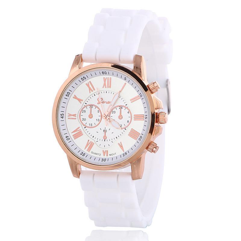 Silicone Case Ladies Quartz Watch With World Time Function For Fashion Students