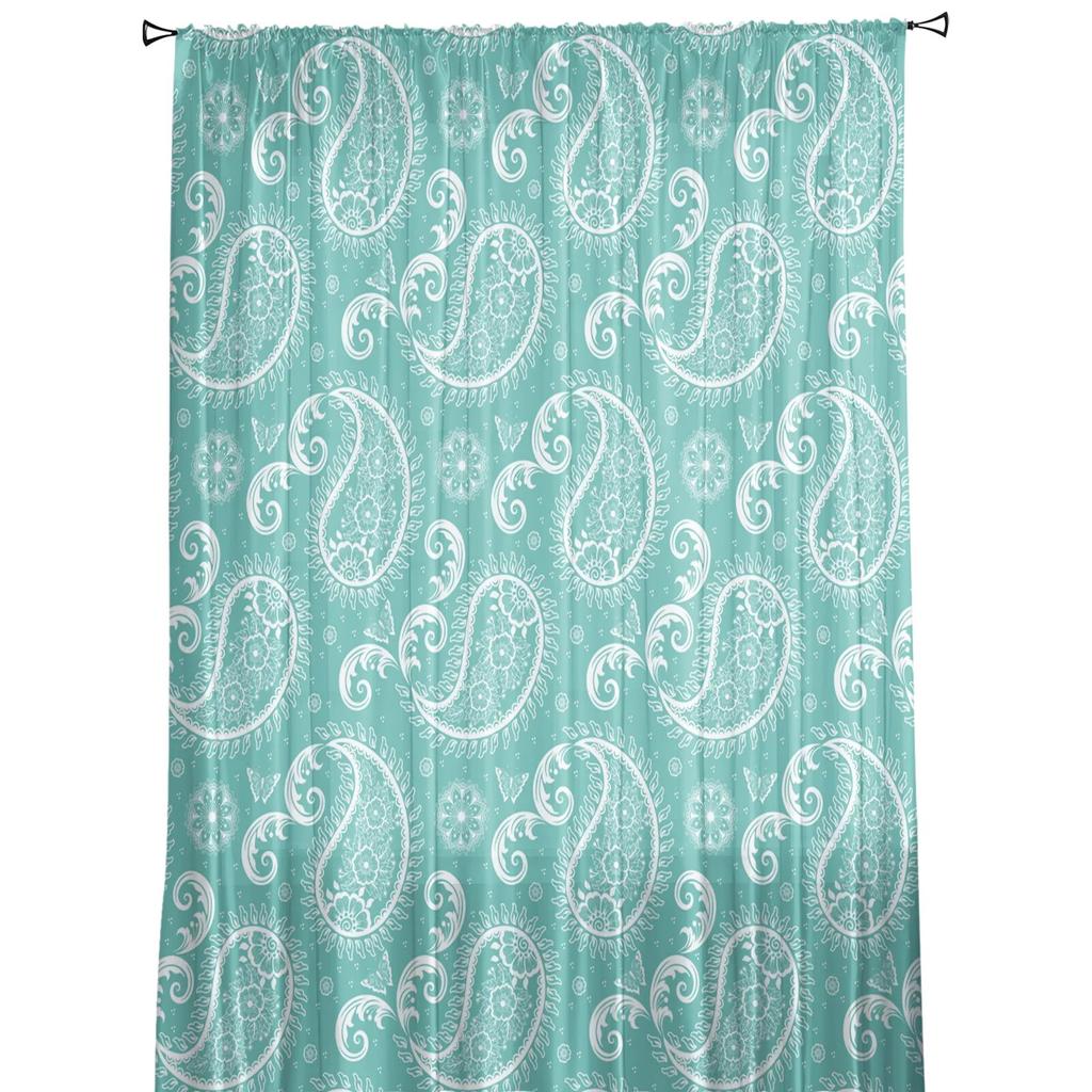 Paisley mønster Chiffon Tyll Gardiner for Stue Kjøkken Soverom Ren Voile Garn Vindu Behandling