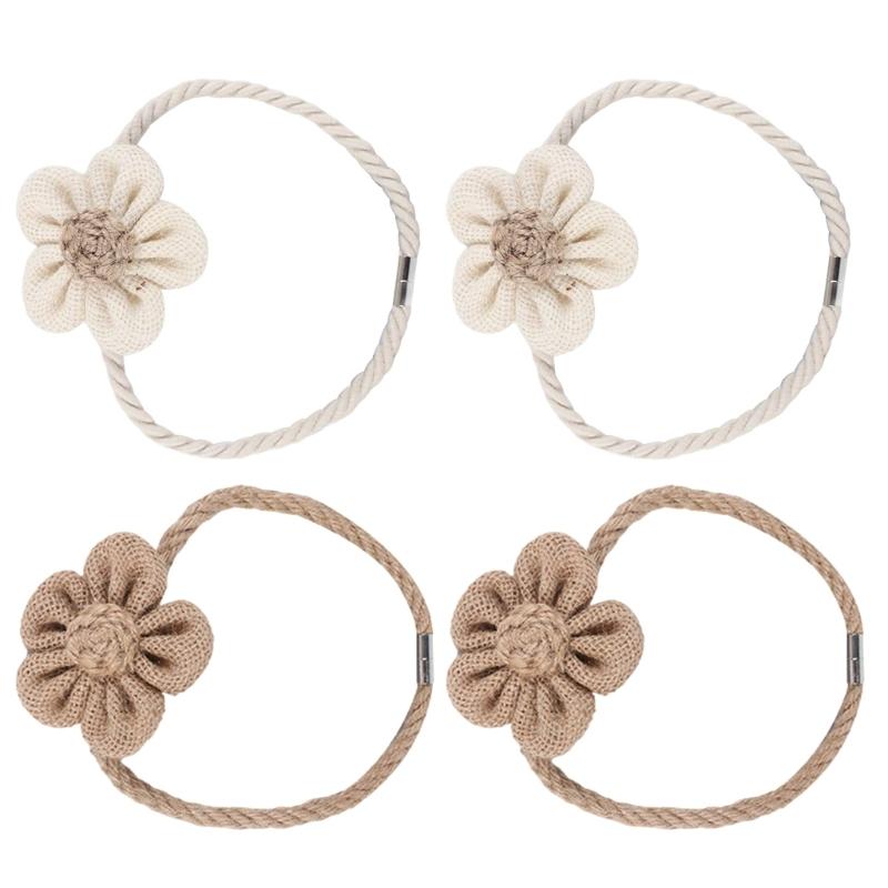 2 szt. Magnetyczne podwiązki do zasłon Ręcznie tkane kwiatowe klipsy do zasłon Boho sznurkowe podwiązki do zasłon Dekoracje domu