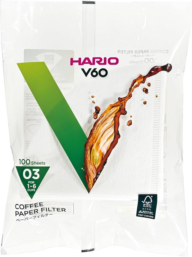 Buy 2 Packs of HARIO V60 Filters V60 Paper Filters 03W 200 Filters Serves Coffee Filter Paper VCF-03-100W White, 1-6