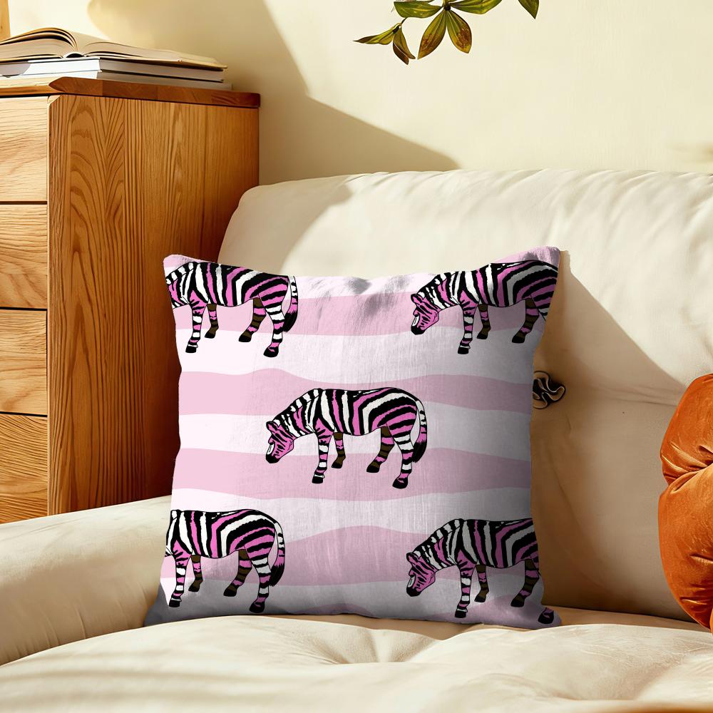 Cute Funny Zebra Pattern Cushion Cover Plush Fabric Soft DoubleSided Printed Sofa Warm Winter Home Gift Pillow Cover