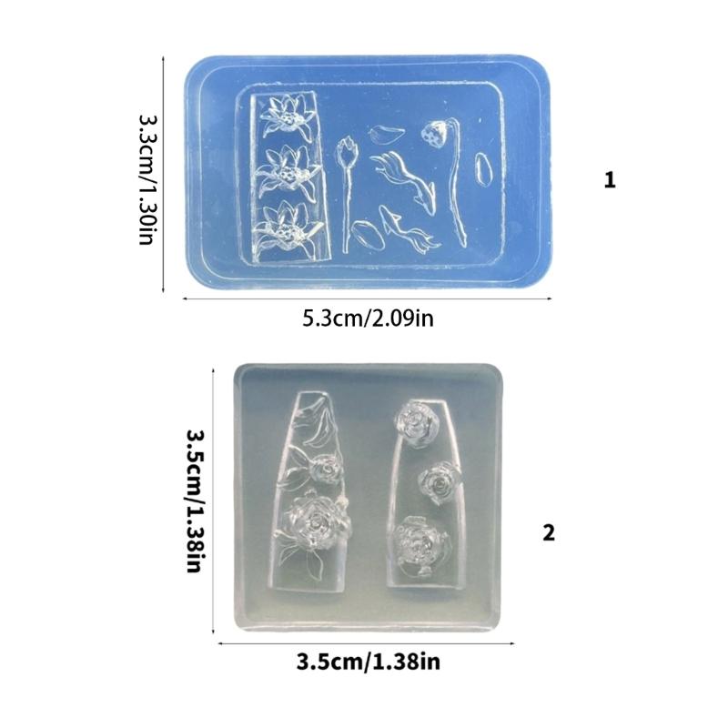 Nail Art Moulds Silicone Template Nail Designing Tool Flower Theme Silicone Handmade Molds for Manicure Creation