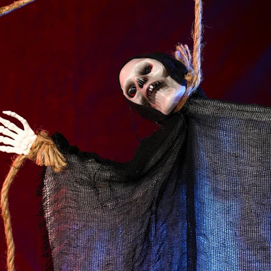 Halloweenská závěsná kostra duch venkovní velká strašidelná ponurá smrtka strašidelný létající duch lebka pro zahradu na dvůr dekor strašidelného domu