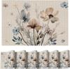Set de 6 preșuri de masă din vinil cu model floral de maci maro, pentru primăvară, lavabile, din plastic țesut PVC, pentru decor petrecere, bucătărie, sufragerie, 12x18 inch