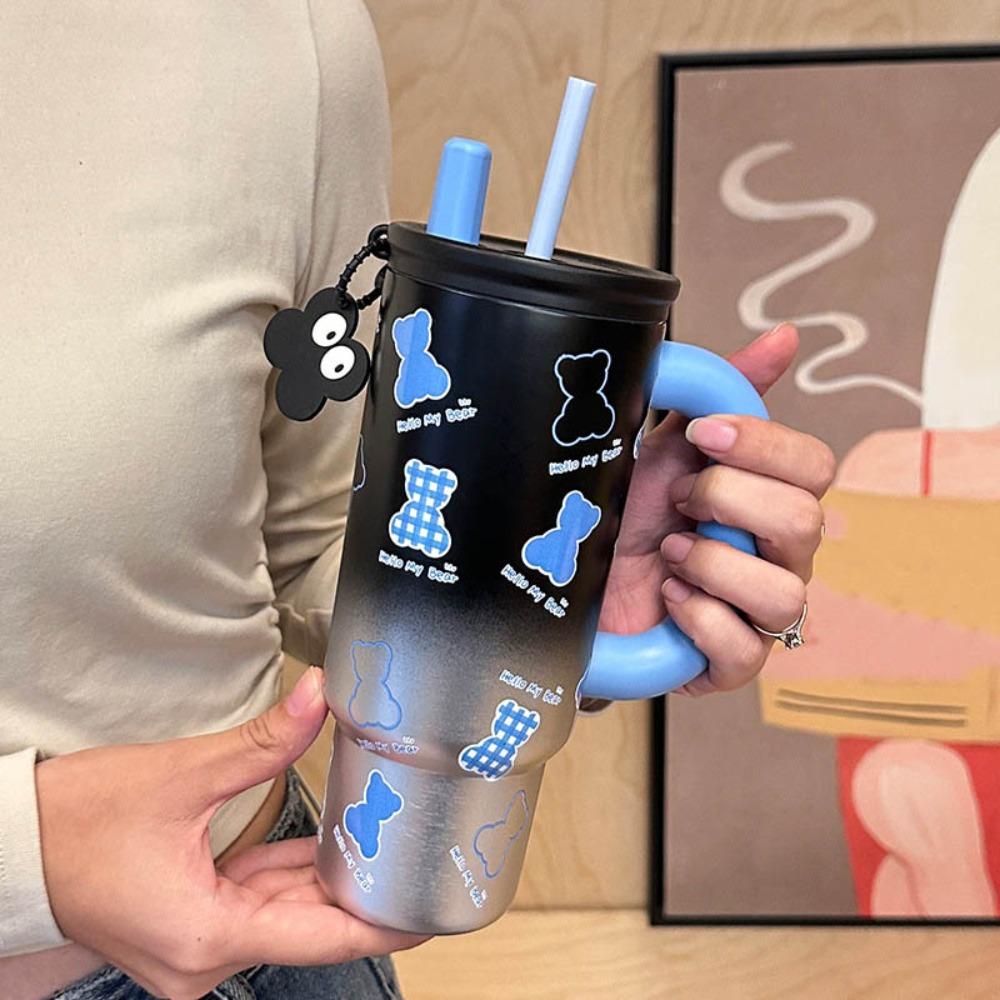 

700ML Vacuum Cup 316 Stainless Steel Direct Drinking Cup Portable Insulated Cup Boys and Girls синий/чёрный