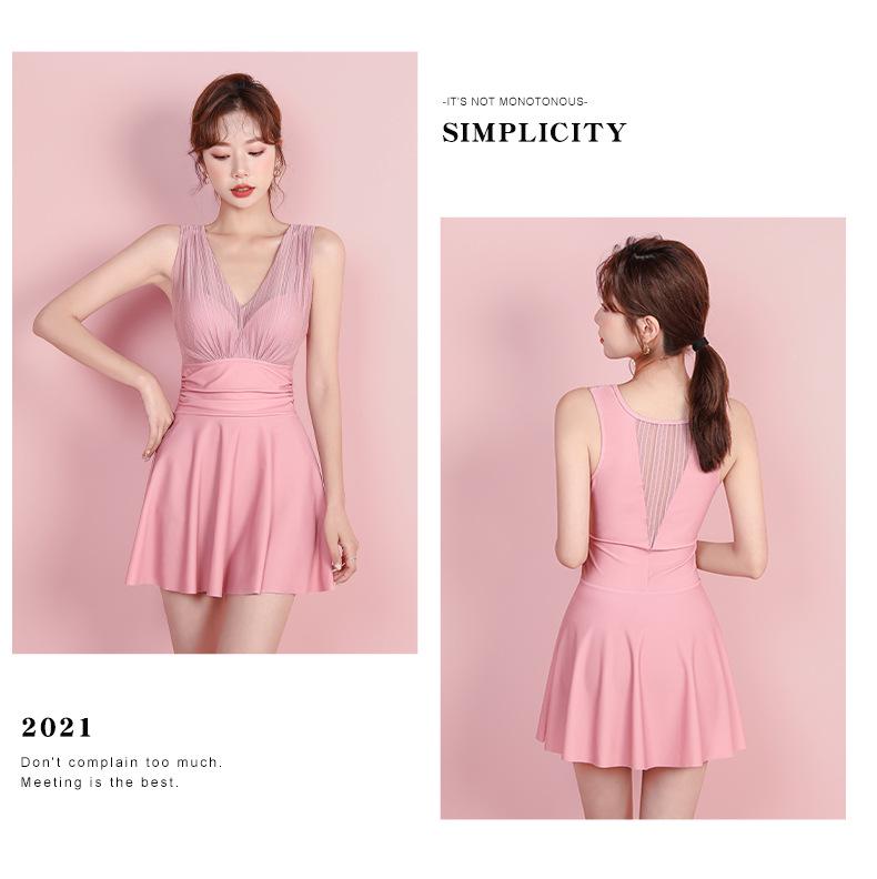 2026 Women's Fairy Style Slimming One-Piece Swimsuit - Tummy Concealing & Conservative for Summer Swimwear