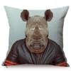 Nordic Animal Portrait Art Sofa Decorative Pillow Case Funky Cow Bear Rabbit Elephant Wear Clothes Style Cushion Cover Cojines